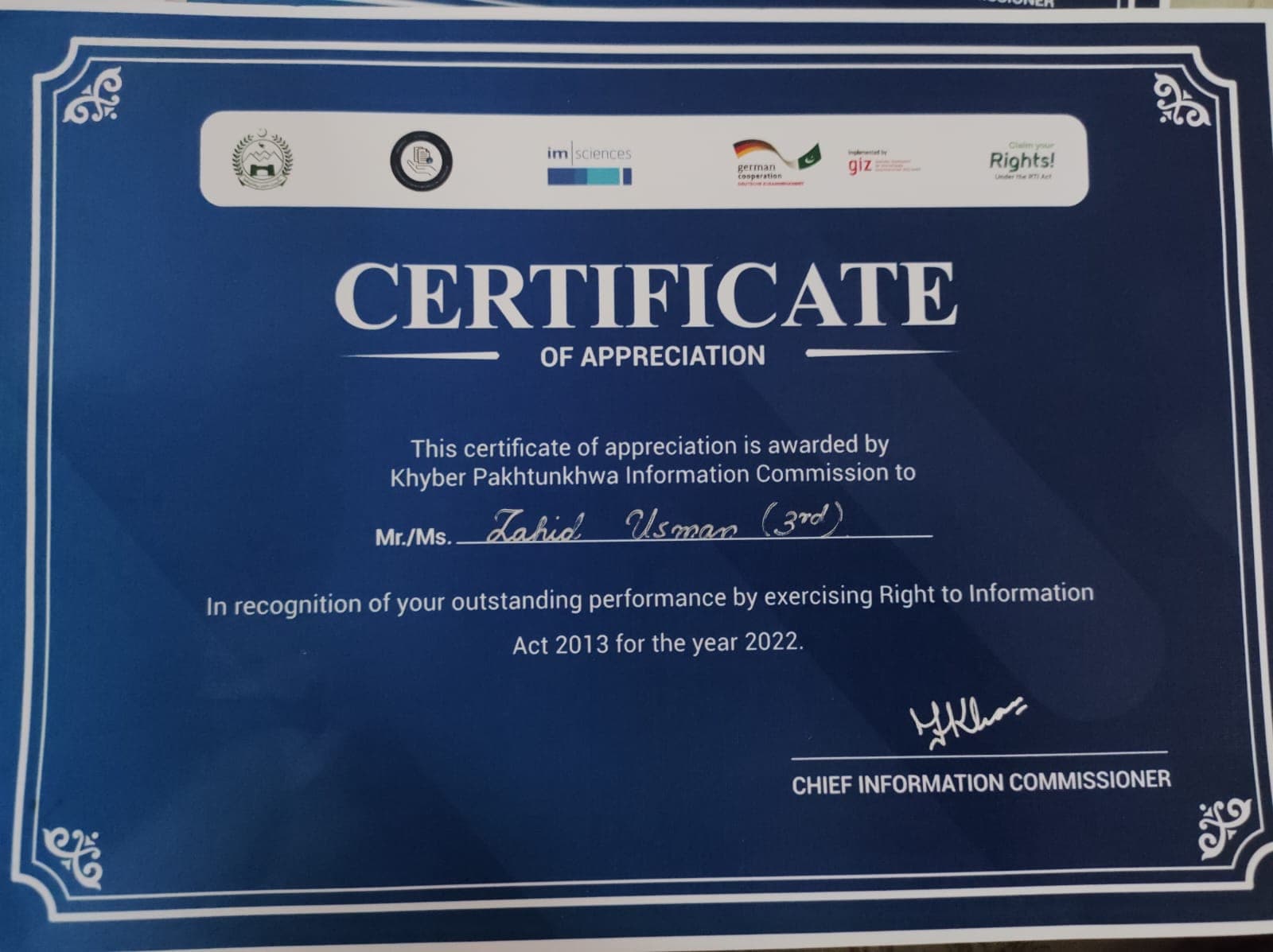 Professional Certificate - Zahid Usman's Credentials in Financial Analytics